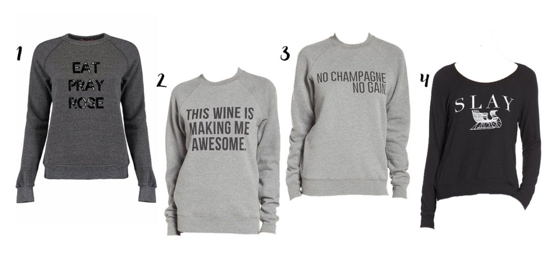 wine and champagne themed sweatshirts